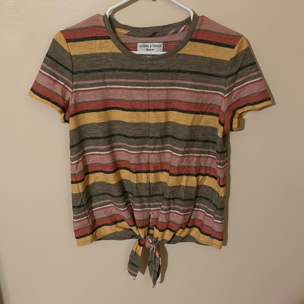 Women's Striped Tie-Hem Tee in Multi-Color